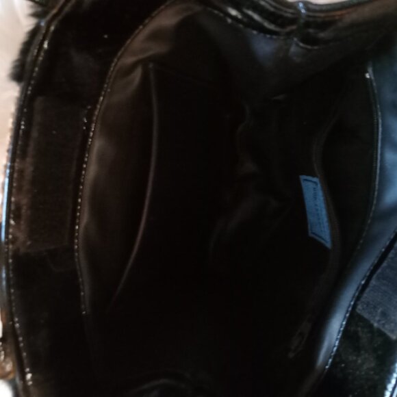 Black Patent Leather/Black Calf Hair/Neutral Snakeskin small tote bag/purse - Picture 3 of 6